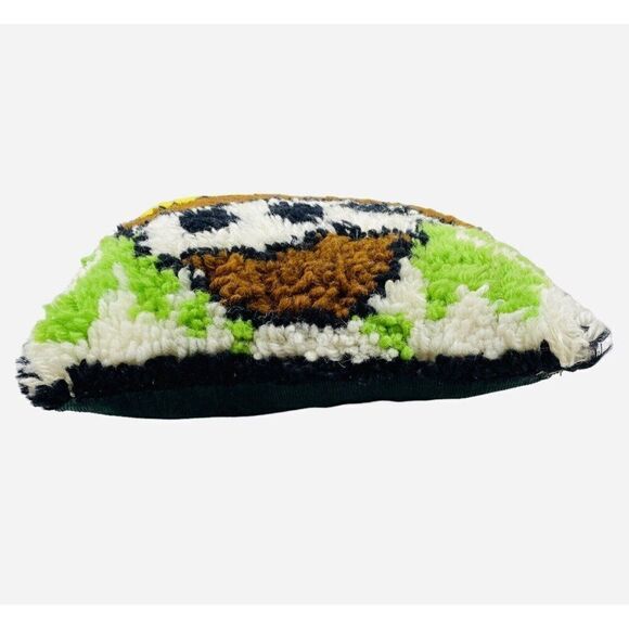 Vintage 1970s Latch Hook Mushroom 12" Throw Pillow Groovy Retro Corduroy Boho - Picture 4 of 13